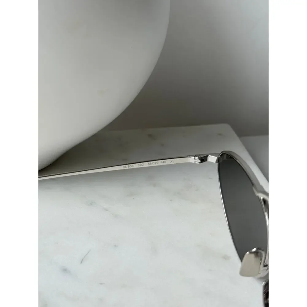 NEW Saint Laurent SL538 Silver Grey Metal Sunglasses